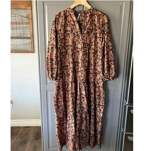 Rock Flower Paper Ophelia Paisley Floral Drop Waist Maxi Dress, Plum, S/M (NWOT)